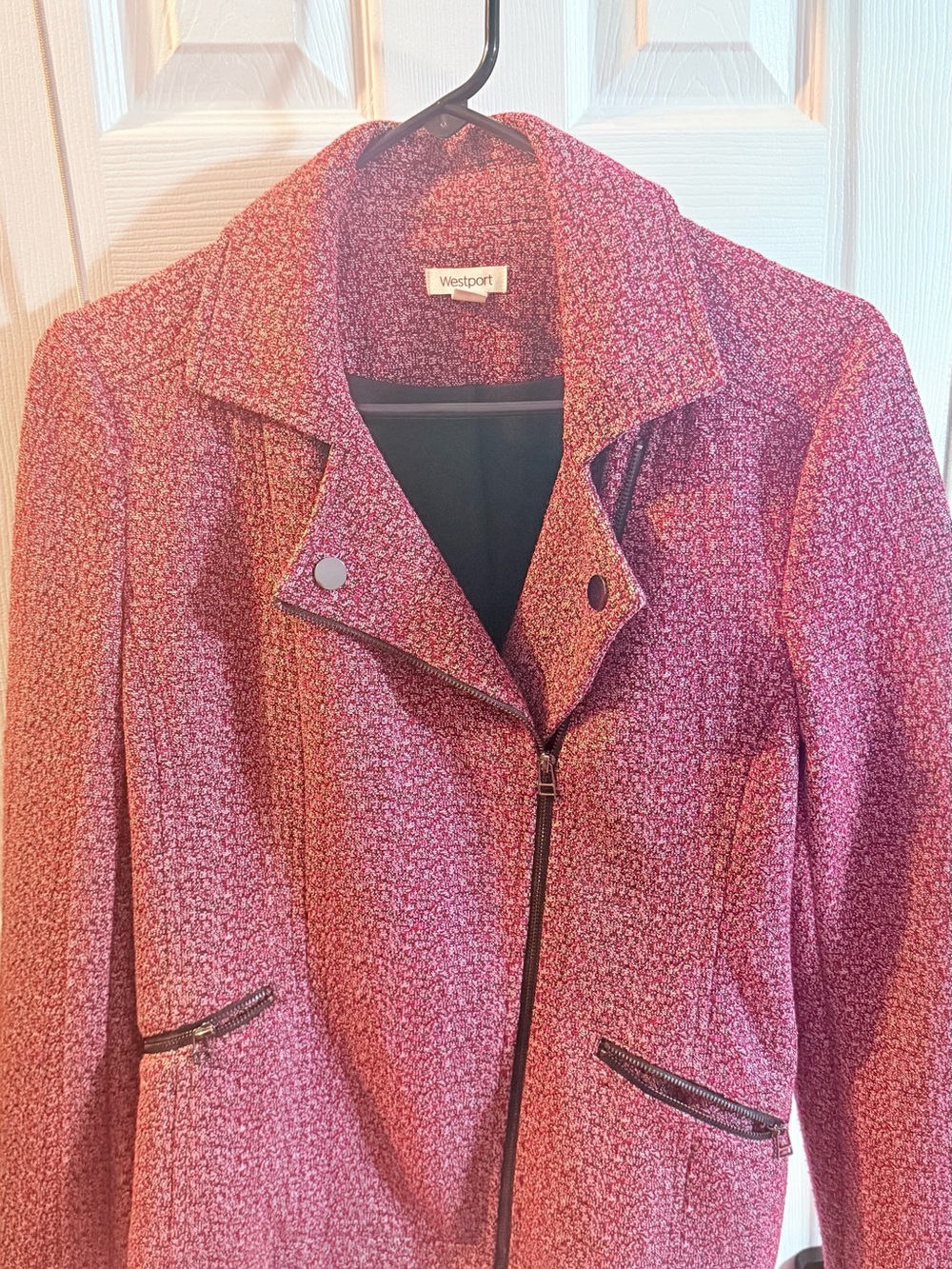 Westport Women's red Textured Moto Blazer